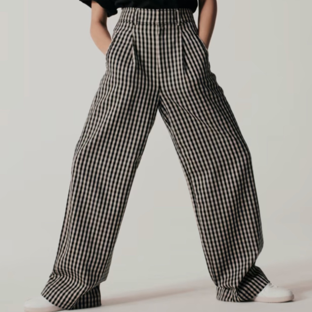 Everlane The Way-High Drape Pant Khaki/Black Check